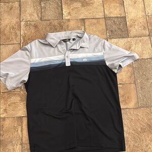 Travis Mathew Black and Gray Polo Shirt